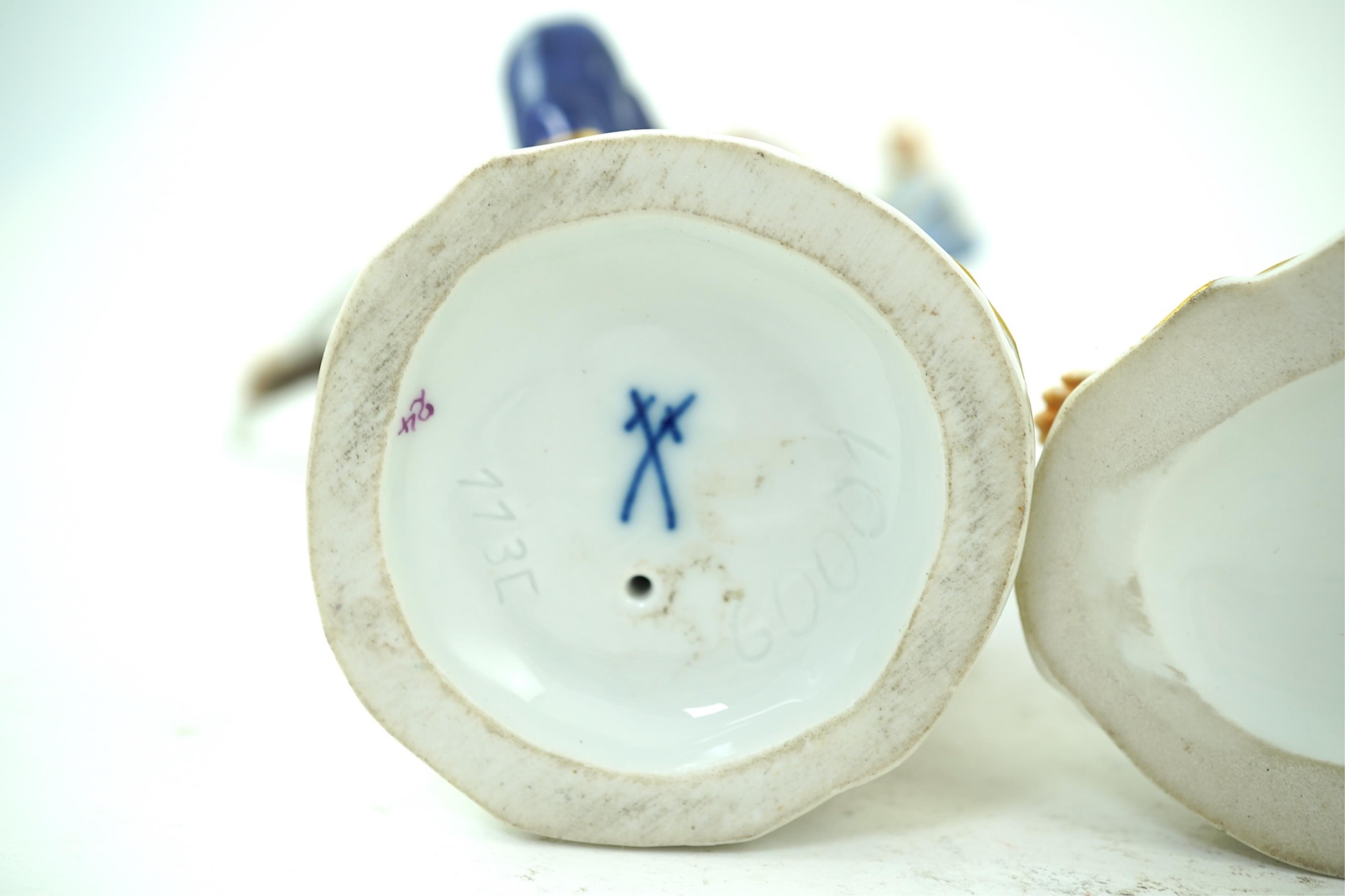 Two Meissen monkey band figures, 20th century